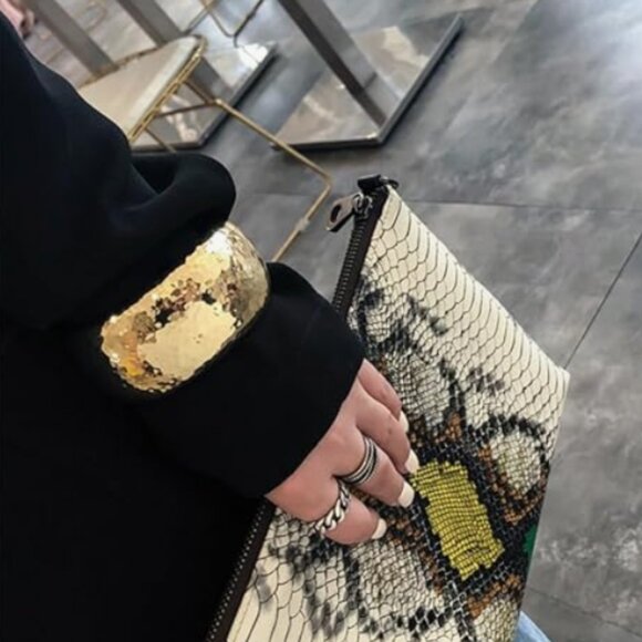 "Daintee" 14K Yellow Gold Plated Cuff Wrist Open Bangle Bracelet - Picture 3 of 4